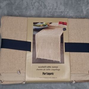 New Pier 1 Jute Table Runner Seashells Coastal Nautical Home Decor 14" X 72"